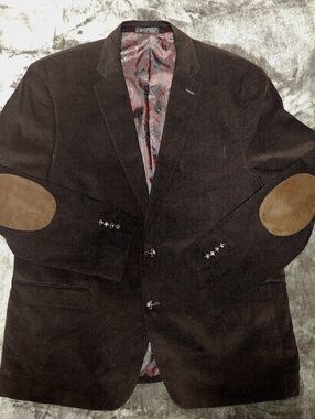 Lauren Ralph Lauren Dark Brown Corduroy Sport Coat with Tan Elbow Patches Derby